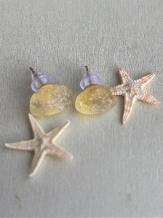 Jewelry - Yellow Sea Glass Stud Earrings